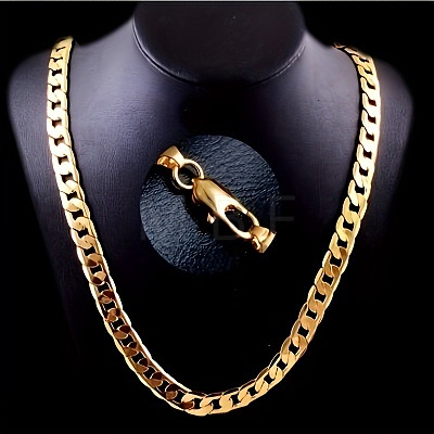 Alloy Cuban Curb Chains Necklaces & Bracelets Sets for Men WG37A02-02-1