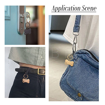 4Pcs 4 Styles Stainless Steel Keychains KEYC-TA0004-81A-1