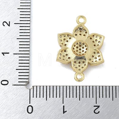 Rack Plating Brass Micro Pave Clear Cubic Zirconia Flower Connector Charms KK-A234-043G-1