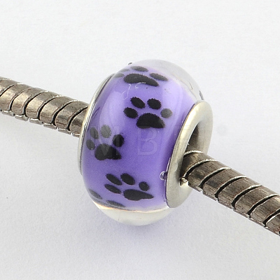 Large Hole Dog Paw Prints Pattern Resin European Beads OPDL-Q129-225A-1