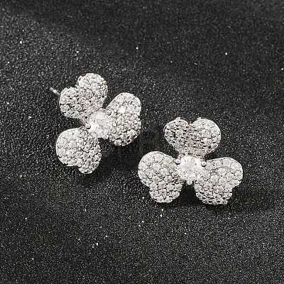 Brass Micro Pave Cubic Zirconia Stud Earrings EJEW-G471-51P-1