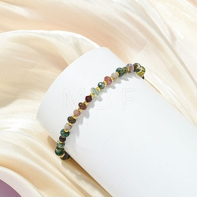 Natural Indian Agate & Glass Seed Beaded Stretch Bracelets for Women Men BJEW-JB13939-1