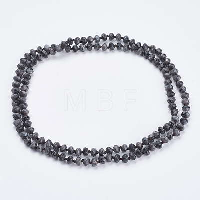 Natural Larvikite Beaded Multi-use Necklaces/Wrap Bracelets NJEW-K095-A02-1