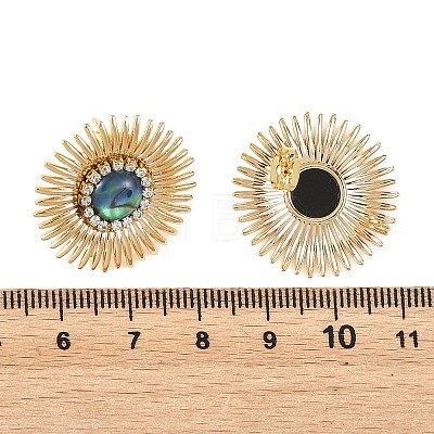 Paua Shell & Brass Stud Earrings for Women EJEW-JE07473-02-1
