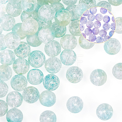 100Pcs Crackle Transparent Glass UV Reactive Beads GLAA-TA0004-28B-1