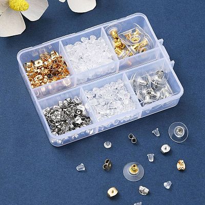 328Pcs 5 Style Brass & Plastic & 304 Stainless Steel Ear Nuts FIND-FS0001-86-1