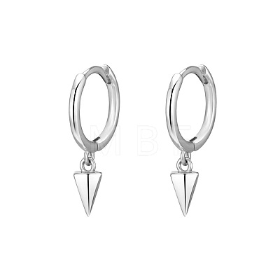 S925 Sterling Silver Geometric Triangle Hoop Earrings for Unisex RI4455-2-1