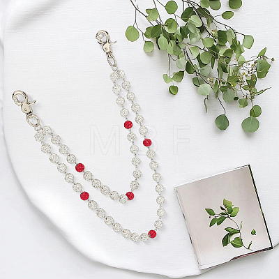 1Pc Polymer Clay Rhinestone Round Beaded Pants Chain Belts for Women AJEW-CN0007-10B-1
