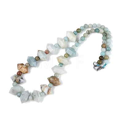 Natural Flower Amazonite Round & Cone Beaded Necklaces NJEW-N064-03J-1