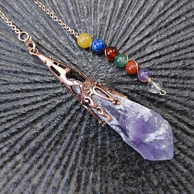 Natural Amethyst Healing Dowsing Divination Pendulums PW-WGB216D-02-1