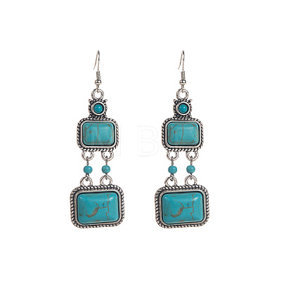 Synthetic Turquoise & Alloy Dangle Earrings WG371D0-01-1