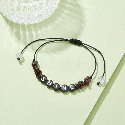 Natural Garnet Chip Braided Bead Bracelets BJEW-JB09608-05-1