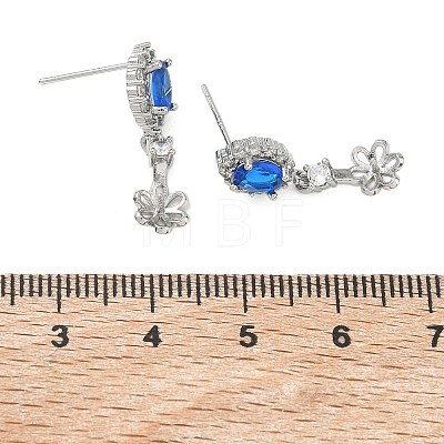 Brass Pave Cubic Zirconia Stud Earring Findings KK-C172-07P-1