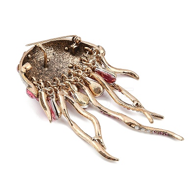 Jellyfish Alloy Rhinestones Tassel Brooches JEWB-S022-11C-1