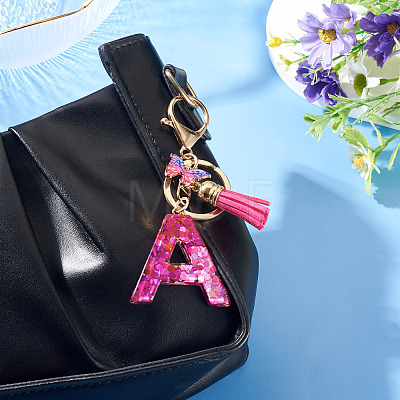 Alloy Resin Butterfly Keychains KEYC-TADJ0002-02G-A-1