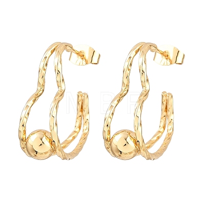 304 Stainless Steel Textured Wavy Wire Heart Shape Stud Earrings for Women SA-CBAB549-06G-1