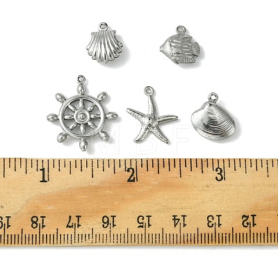 60Pcs 5 Styles Stainless Steel Charms STAS-FS0001-46-1