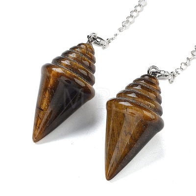 Natural Tiger Eye Pointed Dowsing Pendulums G-K338-13P-08-1