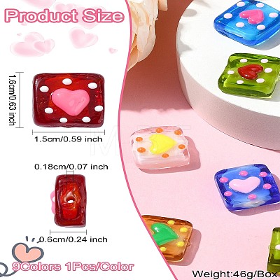 9Pcs 9 Colors Handmade Lampwork Beads LAMP-CJ0002-05-1