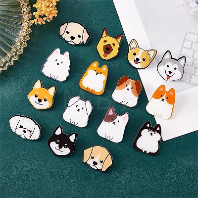 16 Pieces Acrylic Dog Brooch Pins Set JBR112A-1