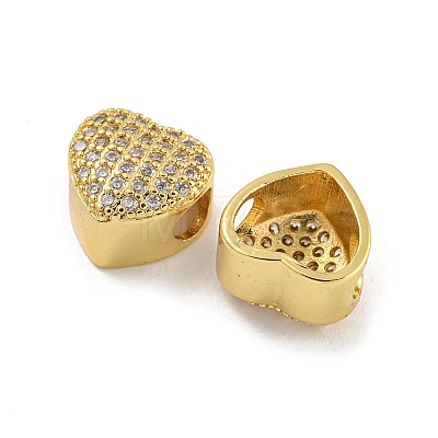 Rack Plating Brass Micro Pave Cubic Zirconia European Beads KK-G513-43G-1