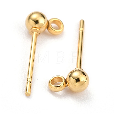 304 Stainless Steel Ball Post Stud Earring Findings X-STAS-Z035-01G-E-1