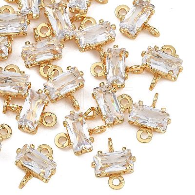 SHEGRACE Brass Pave Cubic Zirconia Rectangle Connector Charms XGRQ2O372-438A-G-1