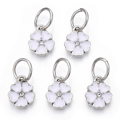 Enamel Style Flower Alloy Rhinestone Charms ENAM-S085-08-1