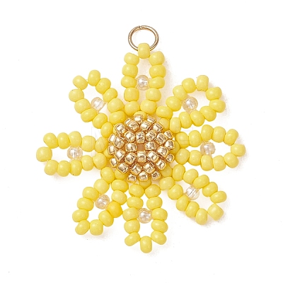 Glass Seed Beaded Pendants PALLOY-MZ01359-02-1