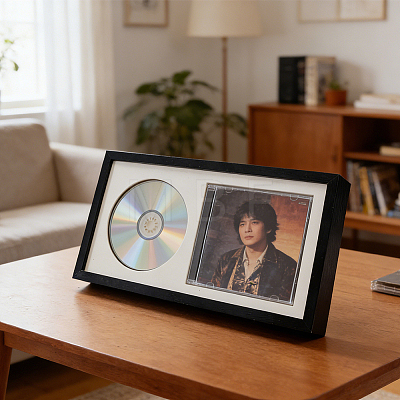 Wooden CD Display Stands with Glass ODIS-WH0108-098-1