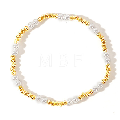 Round Brass Beads Stretch Bracelets ML1099-1-1