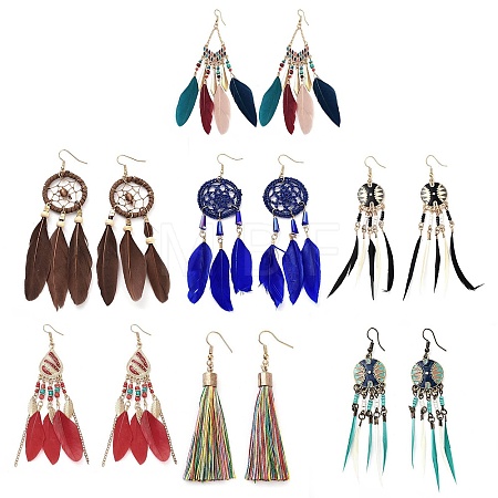 Alloy with Silver Boho Chandelier Earrings EJEW-XCP0001-12-1