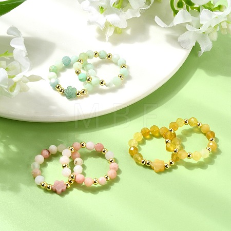 6Pcs 3 Colors Natural Gemstone Finger Rings RJEW-JR01049-1