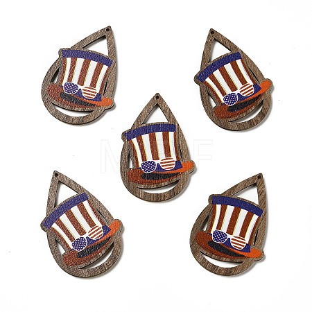 American Flag Theme Single Face Printed Aspen Wood Pendants WOOD-G014-01D-1