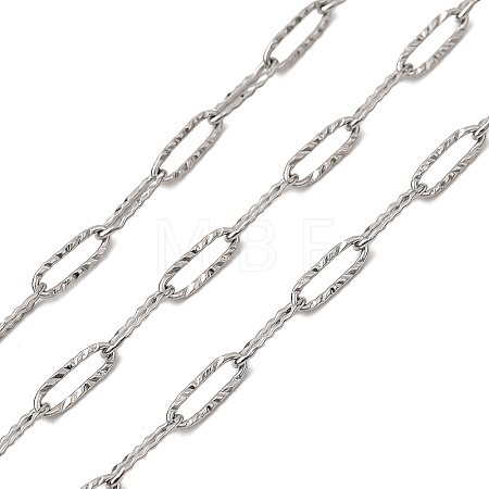 Tarnish Resistant 304 Stainless Steel Textured Paperclip Chains CHS-I009-01P-A-1