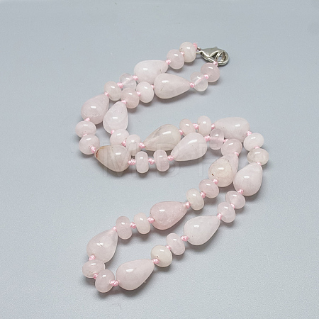 Natural Rose Quartz Beaded Necklaces NJEW-S389-16-1