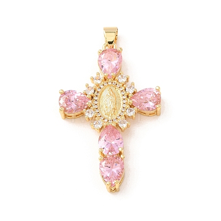 Rack Plating Brass Micro Pave Cubic Zirconia Pendants ZIRC-I059-15G-07-1