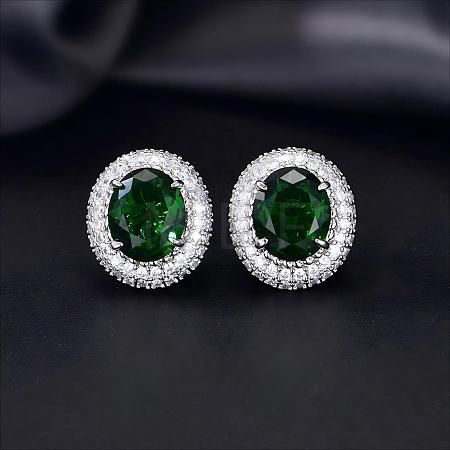 Brass Micro Pave Cubic Zirconia Stud Earrings for Women FF7693-4-1