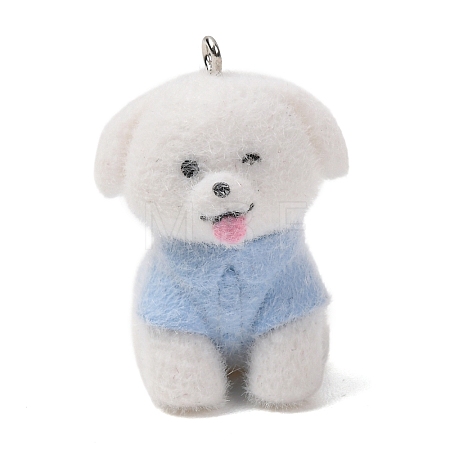 Anmial Theme Flocking Opaque Resin Pendants RESI-G130-01C-1