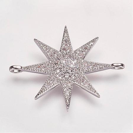 Brass Micro Pave Cubic Zirconia Links ZIRC-P049-17P-1