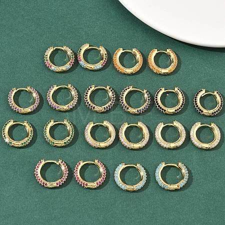 Brass Micro Pave Cubic Zirconia Hoop Earrings EJEW-C181-13G-1