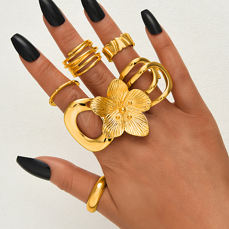 Zinc Alloy Mixed Shapes Cuff Open Rings Sets for Women WGA5E66-01-1