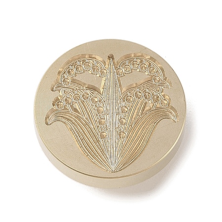 Golden Tone Wax Seal Brass Stamp Head DIY-B079-02G-19-1