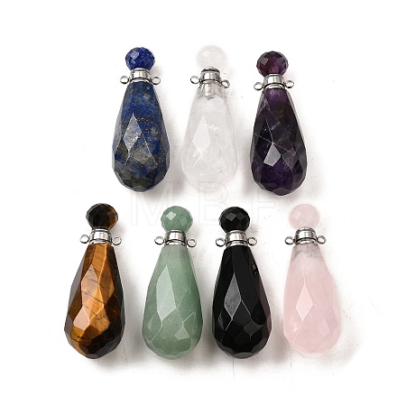 Natural Mixed Stone Perfume Bottle Pendants G-L623-06P-1
