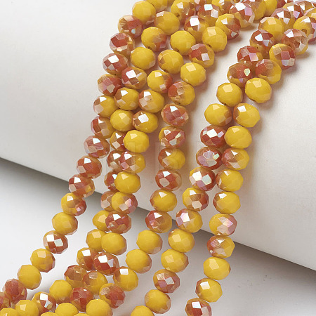 Electroplate Opaque Solid Color Glass Beads Strands EGLA-A034-P6mm-J11-1