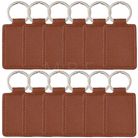 CutHollow 12Pcs Rectangle Imitation Leather Pendant Keychain KEYC-CL0001-11C-1