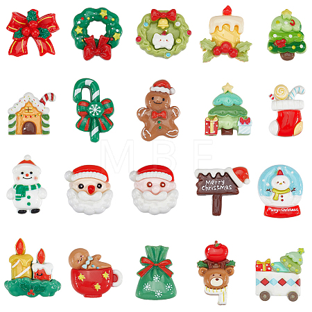 80Pcs 20 Styles Christmas Opaque Resin Cabochons RESI-SC0005-60-1
