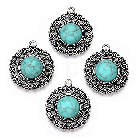 Synthetic Turquoise Pendants X1-PALLOY-TAC0044-58AS-1