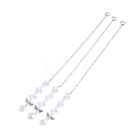 3Pcs Leaf Glass Hanging Suncatchers HJEW-TADJ0014-1