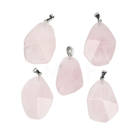 Natural Rose Quartz Pendants G-C140-06D-1